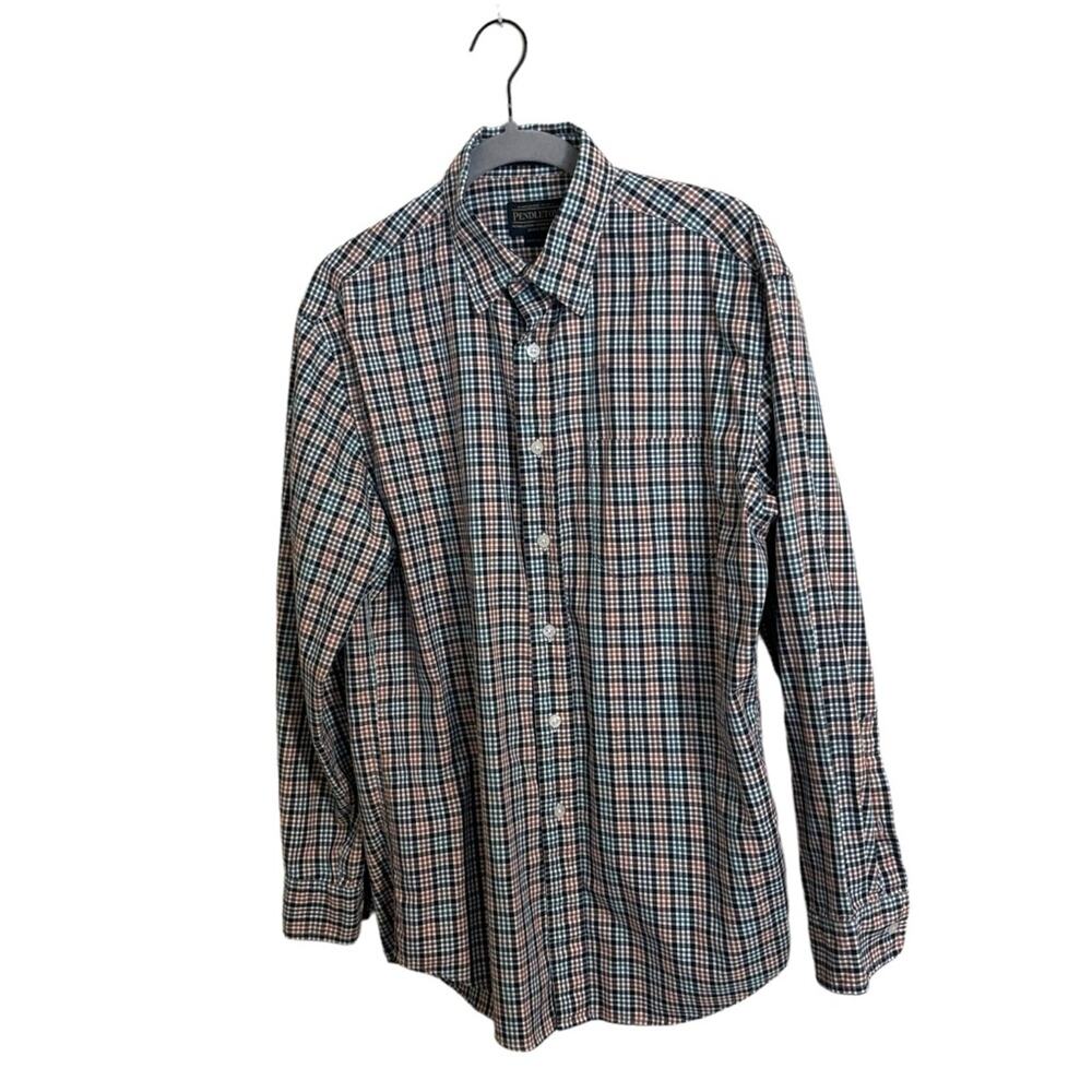 Pendleton Bridgeport Plaid Blue Red Black Butt Down Shirt‎ Medium